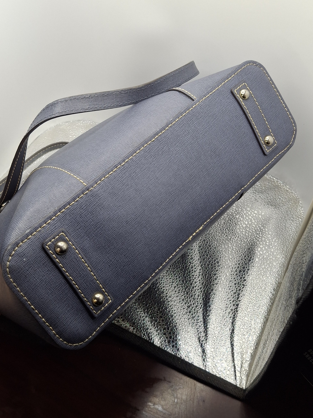 Dooney & Bourke Navy Saffiano Tote Bag Shoulder Bag Small Lexington - Picture 9 of 13